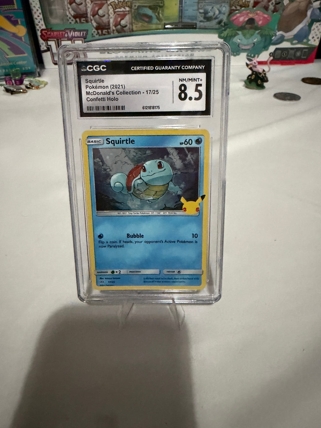 Squirtle 17/25 – 2021 McDonald’s Collection Confetti Holo – CGC 8.5