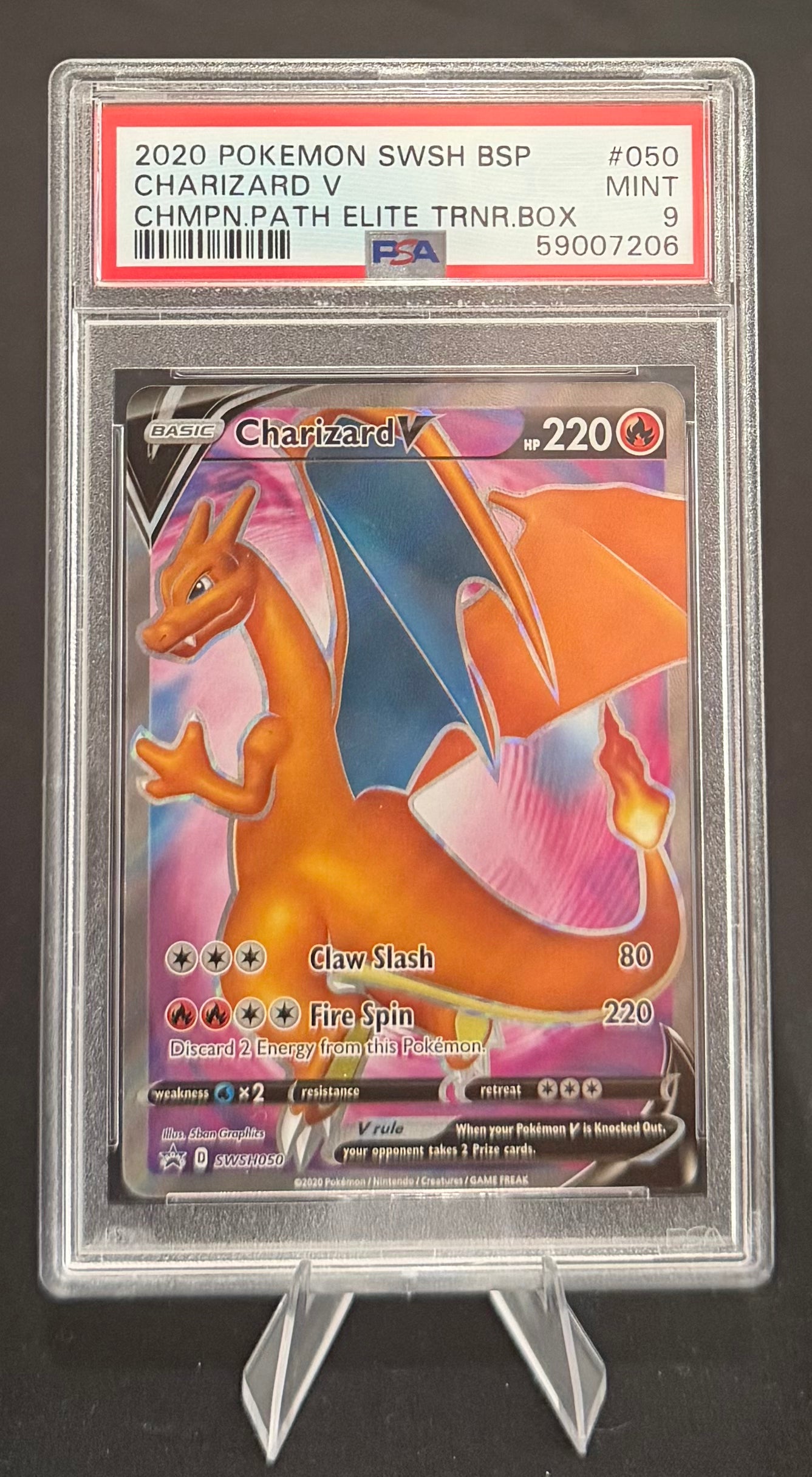 Charizard V PSA 9 – Champion’s Path ETB Promo SWSH050